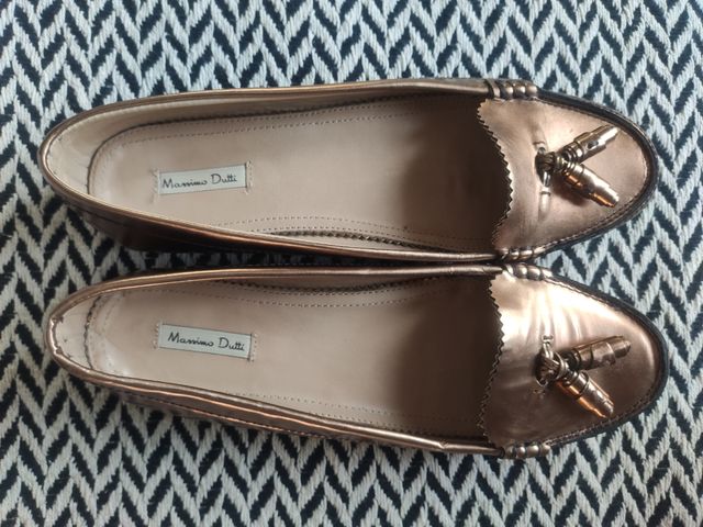 Mocasines Massimo Dutti Dorados Talla 40