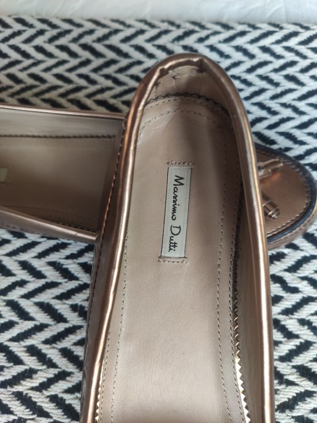 Mocasines Massimo Dutti Dorados Talla 40