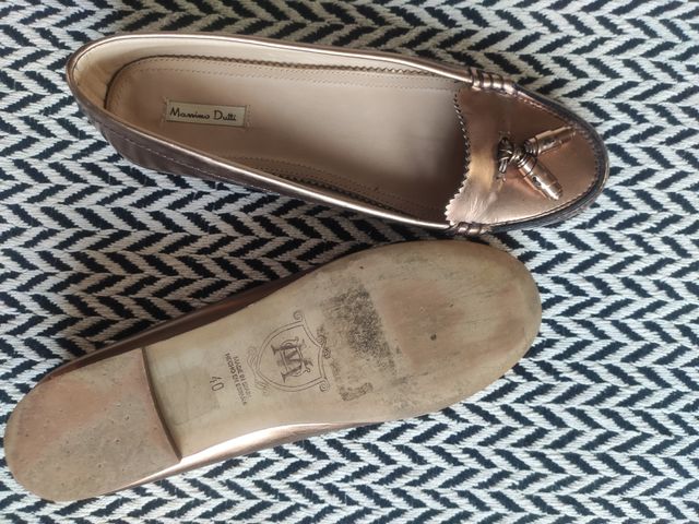 Mocasines Massimo Dutti Dorados Talla 40