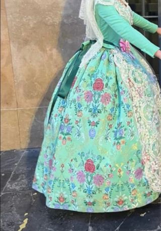 Traje de Fallera Verde Multicolor