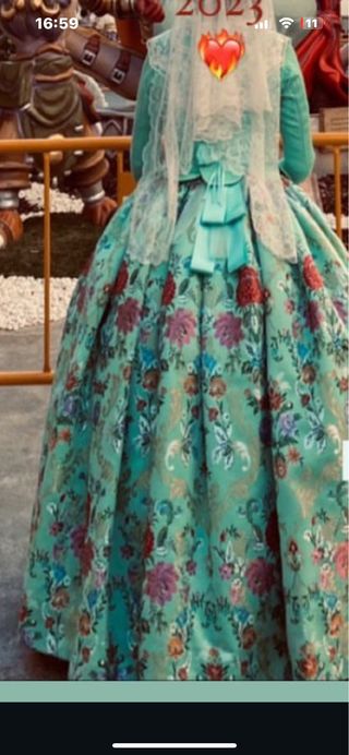 Traje de Fallera Verde Multicolor