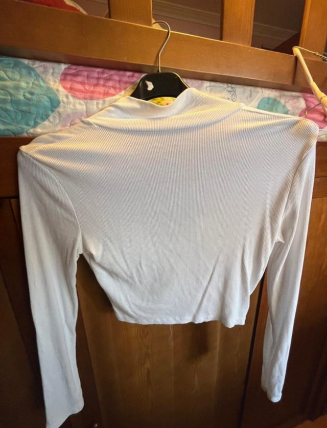 Top manga larga mujer blanco