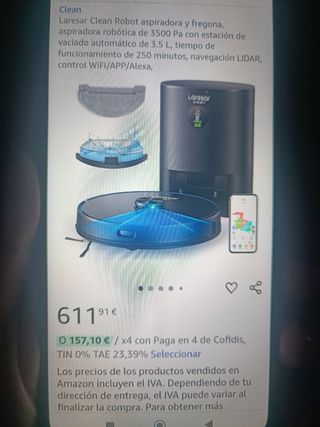 Robot aspirador y fregona Laresar L6 Pro