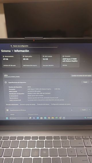 Portátil ASUS Ryzen 5 7520U Radeon
