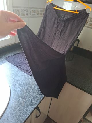 Falda pantalón negra tobillera con abertura