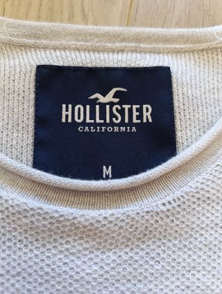 Camiseta Hollister M Beige Punto Hombre COLOR GRIS
