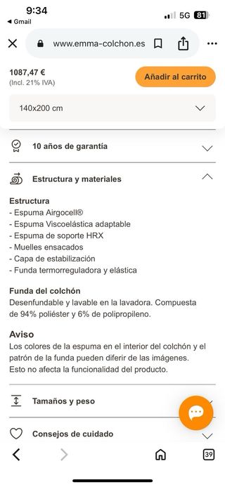 Cama con colchón y cajones