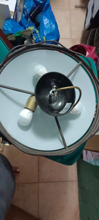 Aplique de techo plafón dorado y cristal