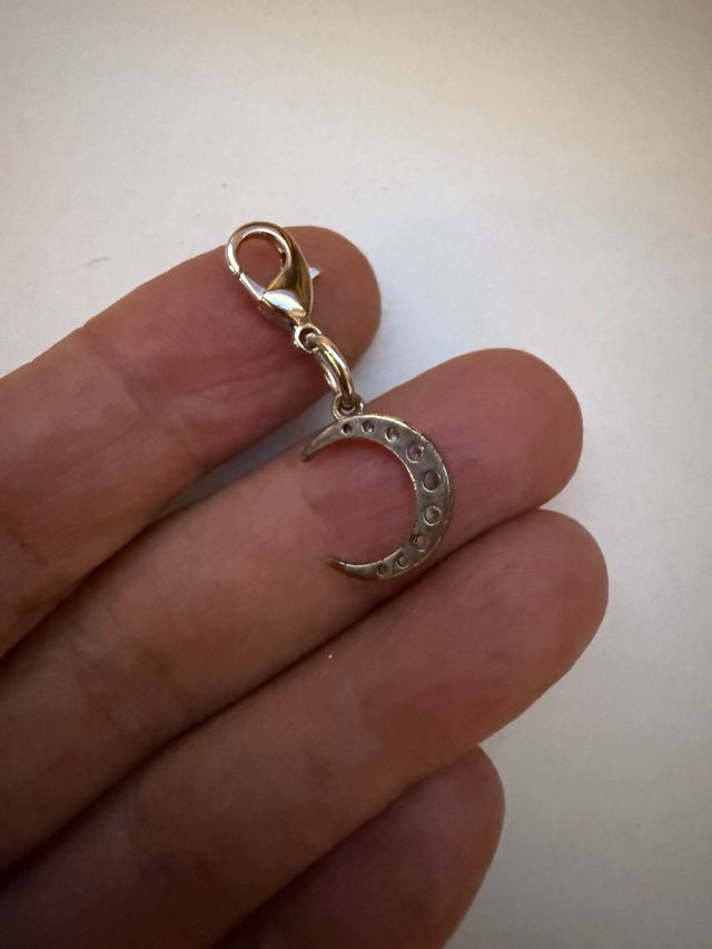 Charm Luna con Zirconi Blu e Argento