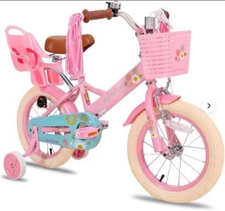 Bicicleta infantil rosa con cesta