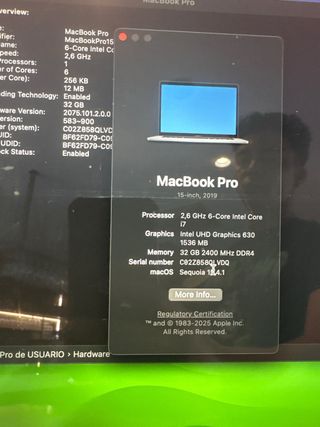 MacBook Pro 15 2019 Intel Core i7