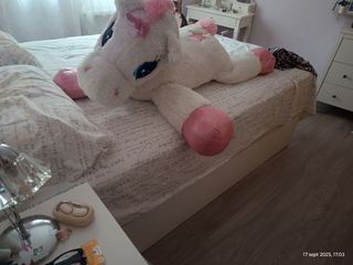 Peluche Unicornio Gigante Blanco y Rosa