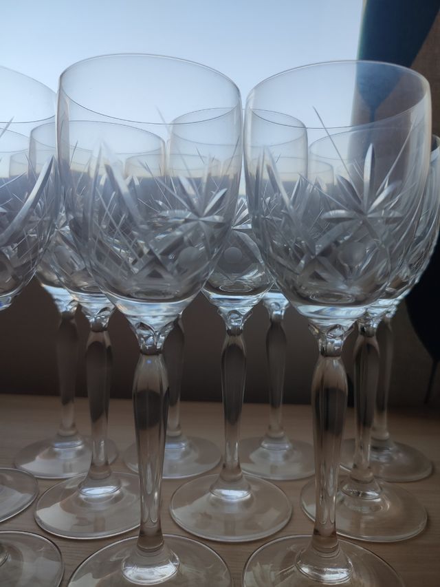 Lote 23 COPAS cristal Tallado – (Vino/Agua vintage