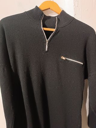 Jersey punto cremallera M negro
