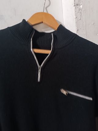 Jersey punto cremallera M negro