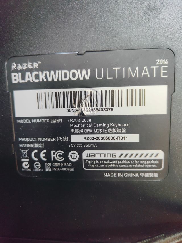 Teclado Razer BlackWidow Ultimate Mecánico