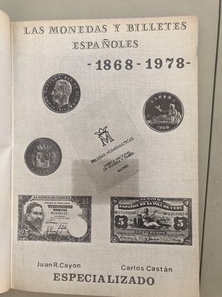 Catálogo Monedas y Billetes Españoles 1868-1978