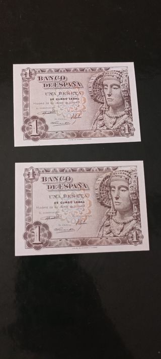 2 Billetes 1 Peseta 1948 Banco de España