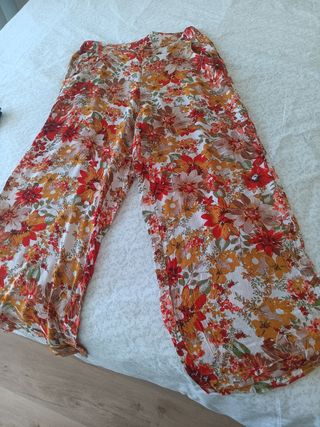 Calças Natura M perna larga estampadas
