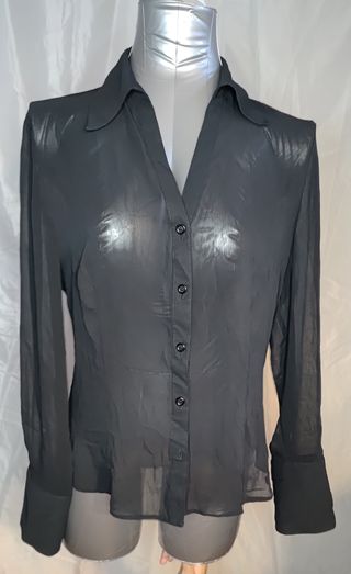 Camisa H&M Transparente Negra Talla 44