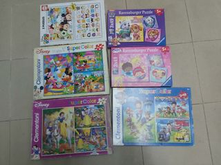 Lote 6 Puzzles Infantiles Disney y Patrulla Canina