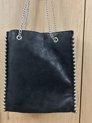 Bolso Zara Negro Cadena Plateada