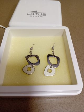 Pendientes y collar Lotus Style Plata y Blanco