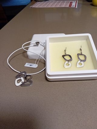 Pendientes y collar Lotus Style Plata y Blanco