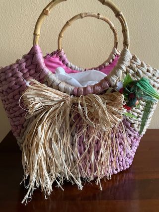 Nuova Borsa Paglia Tricolor Made in Italy Vintage