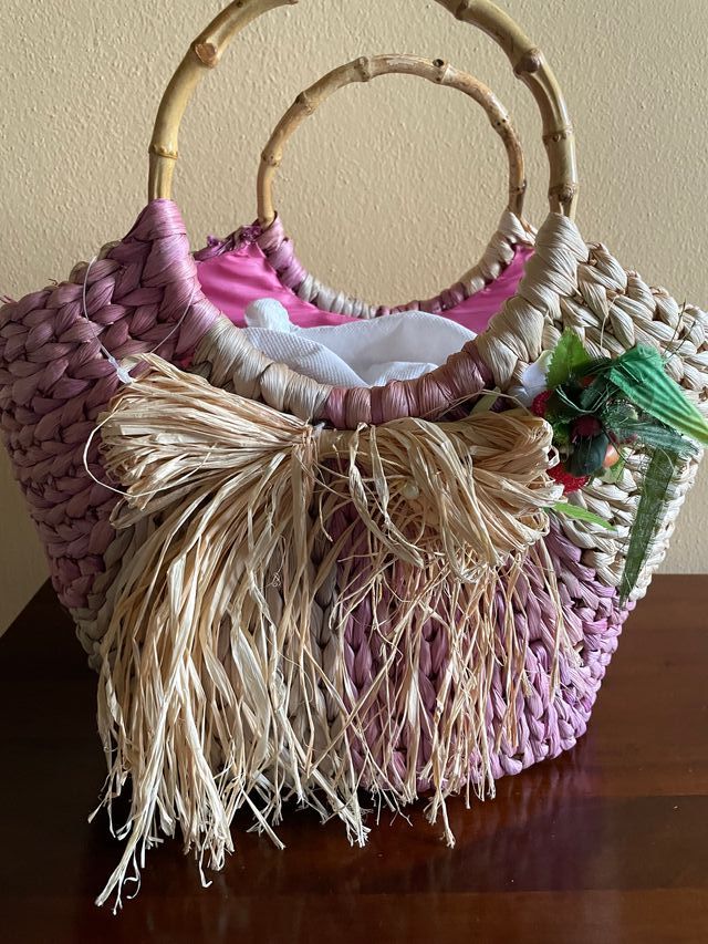 Nuova Borsa Paglia Tricolor Made in Italy Vintage