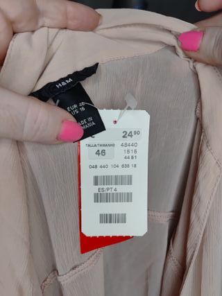 Camisa H&M Transparente Rosa Talla 46