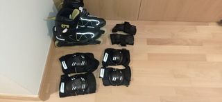 Patines talla 45,5 y protecciones para patinaje