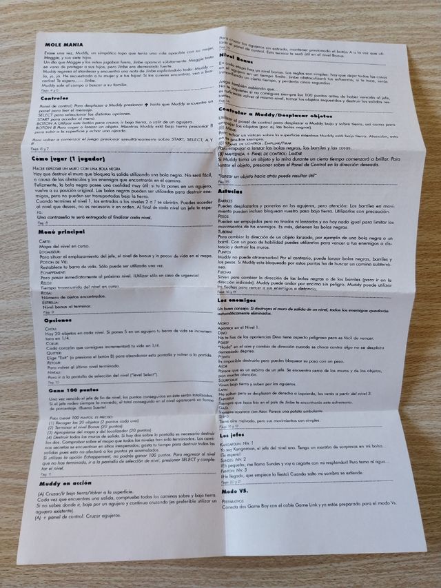 ESPAÑOLIZADO MOLE MANIA PAL NINTENDO GAME BOY