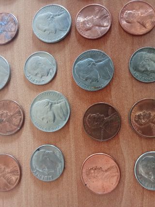 20 monete americane: 1 centesimo, 5 centesimi