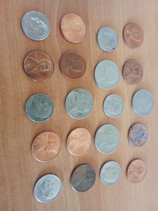 20 monete americane: 1 centesimo, 5 centesimi
