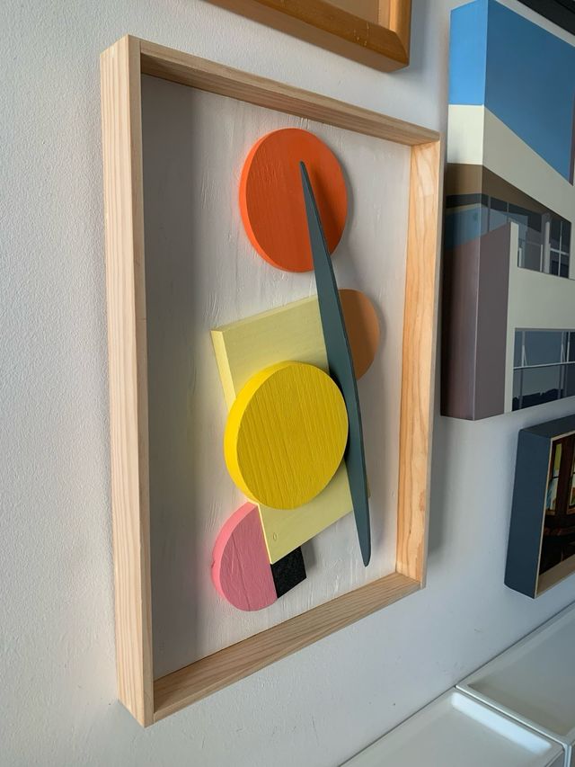 Cuadro abstracto 3D, escultura pared de madera 51