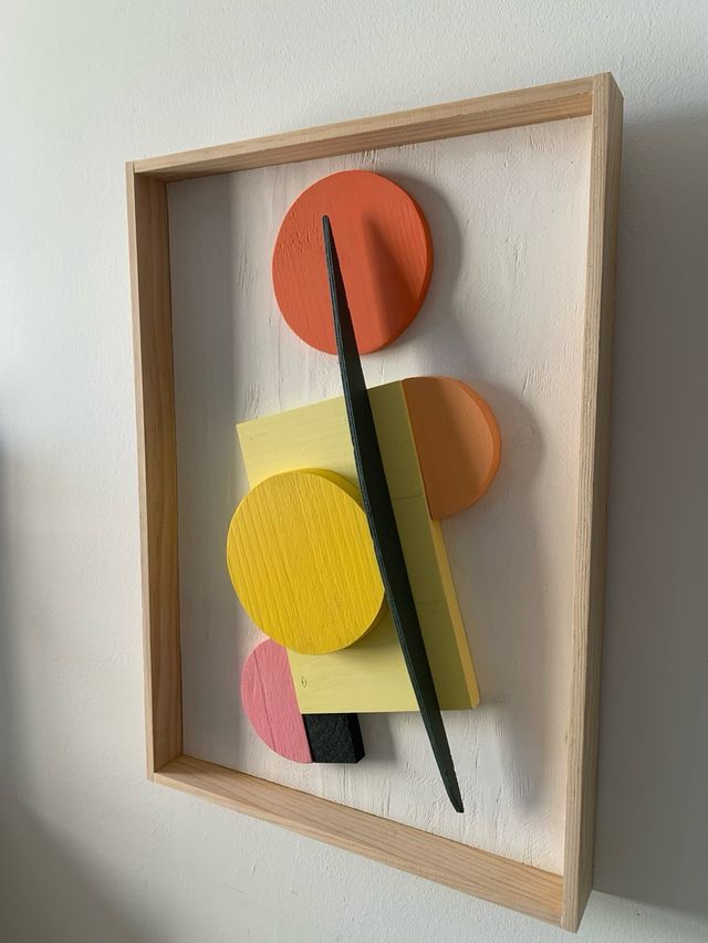 Cuadro abstracto 3D, escultura pared de madera 51