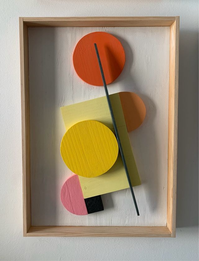 Cuadro abstracto 3D, escultura pared de madera 51