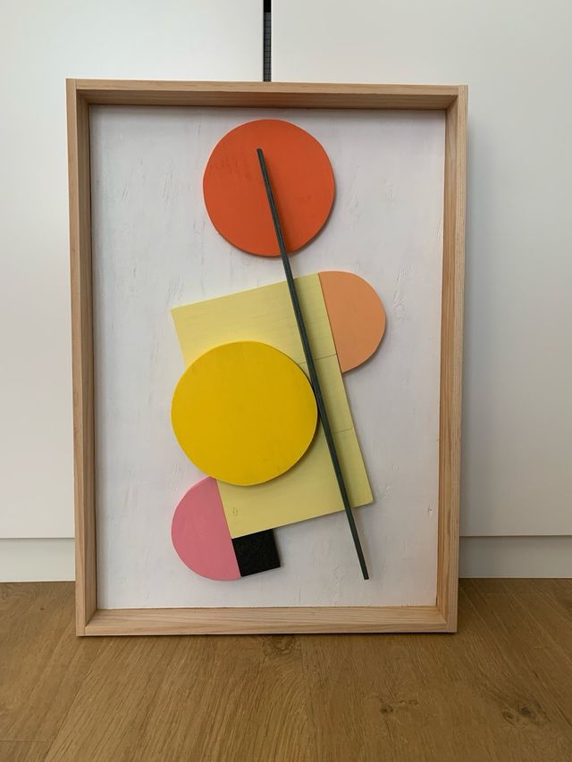 Cuadro abstracto 3D, escultura pared de madera 51