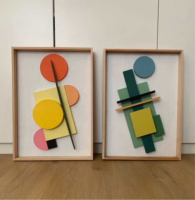 Cuadro abstracto 3D, escultura pared de madera 51