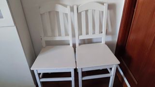 Juego de 2 Sillas de Madera Blancas