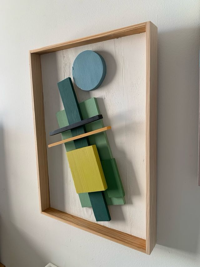 Cuadro abstracto 3D, escultura pared de madera 52