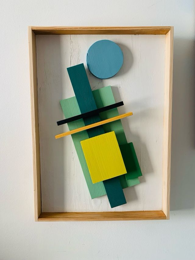 Cuadro abstracto 3D, escultura pared de madera 52