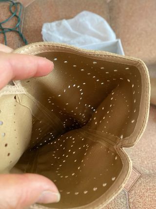 Stivali al ginocchio beige traforati taglia 41