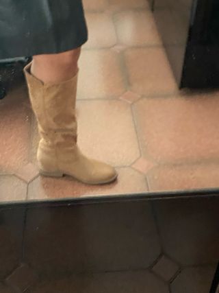 Stivali al ginocchio beige traforati taglia 41