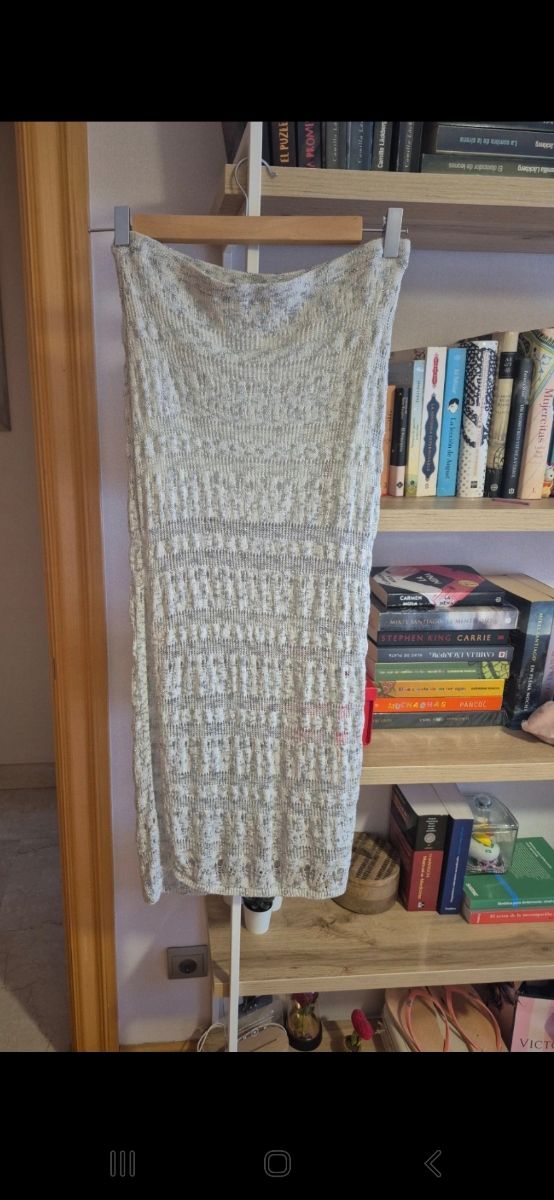 Falda de crochet plateada talla única