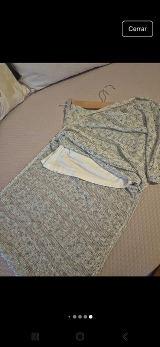 Falda de crochet plateada talla única