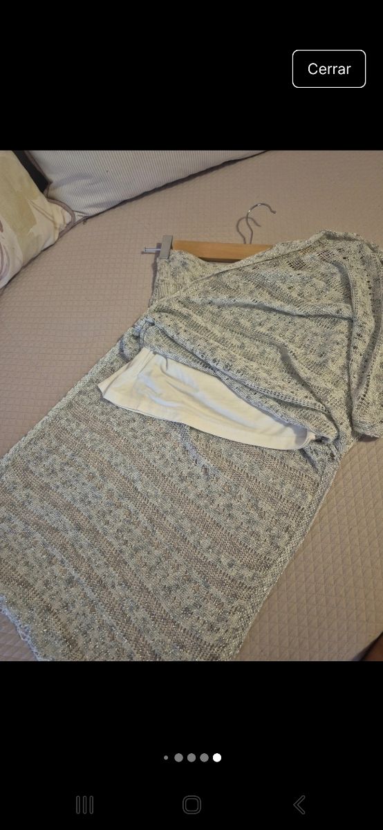 Falda de crochet plateada talla única