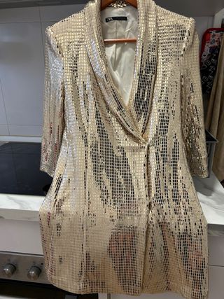 Vestido Chaqueta Dorado Lentejuelas