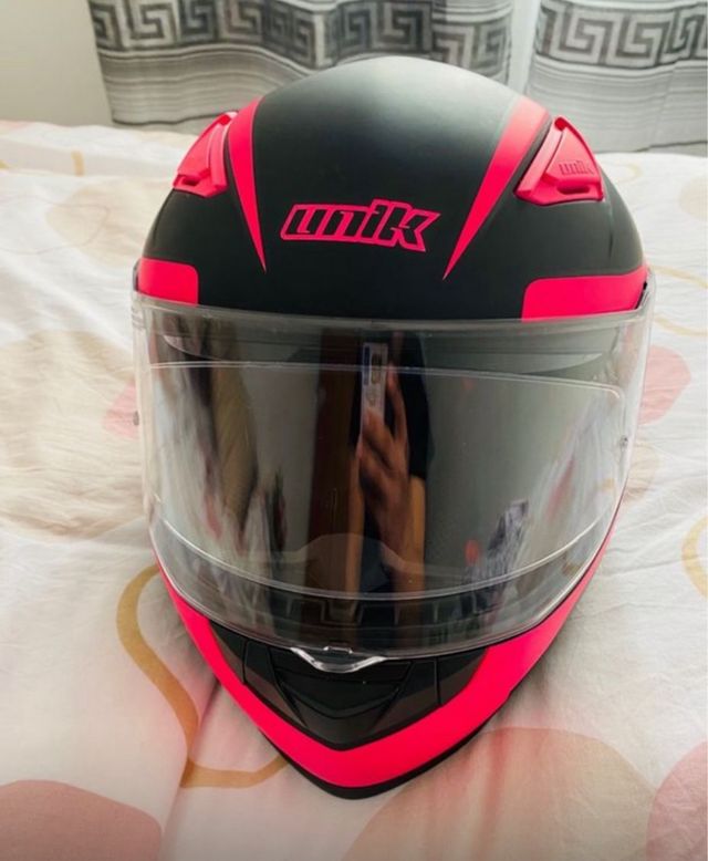 Casco Unik Negro y Rosa Talla M